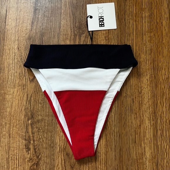 NWT Beach Riot Alexis Bikini Bottom Red White Blue - Picture 3 of 7